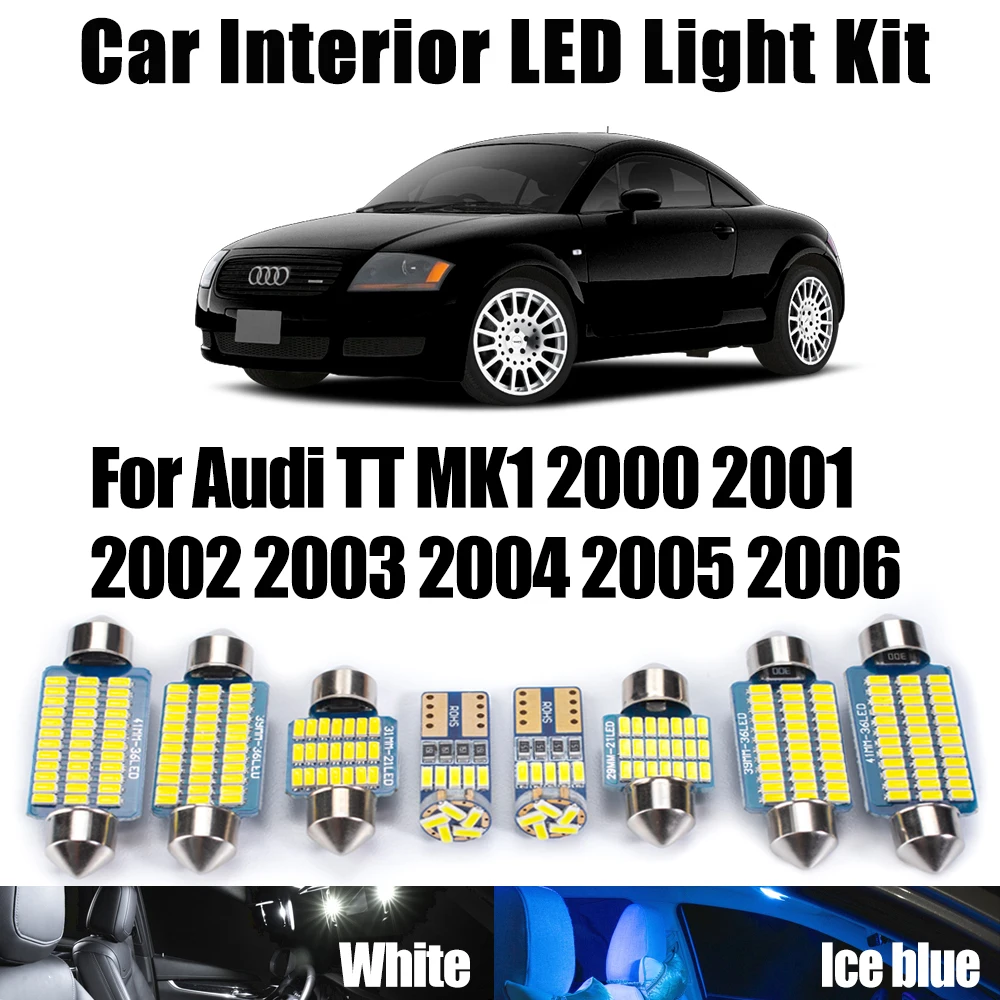 

14Pcs Canbus For Audi TT MK1 2000-2004 2005 2006 LED Interior Map Dome Trunk License Plate Courtesy Light Kit Car Accessories