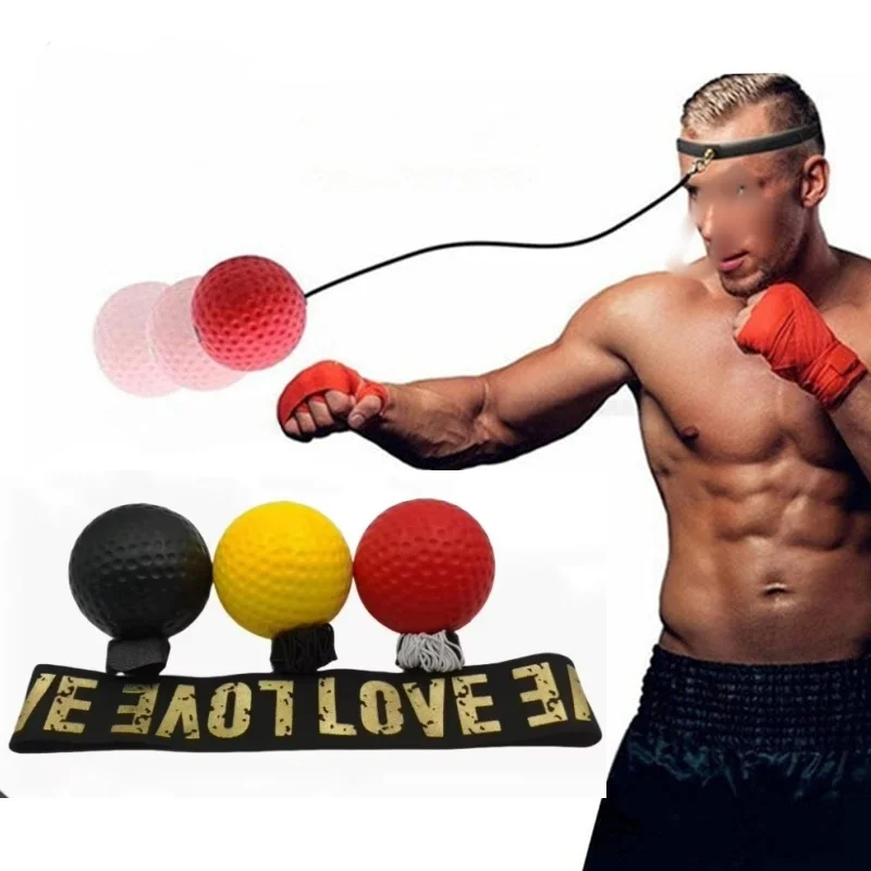 1PC Fitness Equipment Boxing Reflex Speed Punch Ball with Sweatband for Agility Reaction Training Rubber Ball Boxing Accessories
