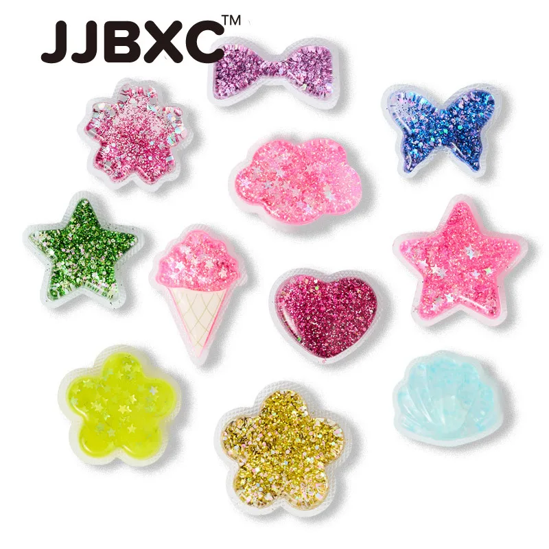 

JJBXC CHARM Shoe Accessories Colorful Glitter Heart Shell Cloud DIY Fashion Shoes Accessories Suitable for cross Shoes