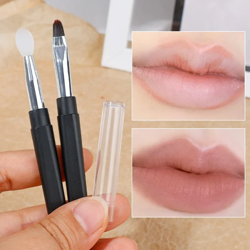 Pennelli per trucco sottili angolati con lama portatile pennello per Eyeliner per ciglia per sopracciglia Fine piatto pennello per labbra in Silicone strumento per trucco professionale