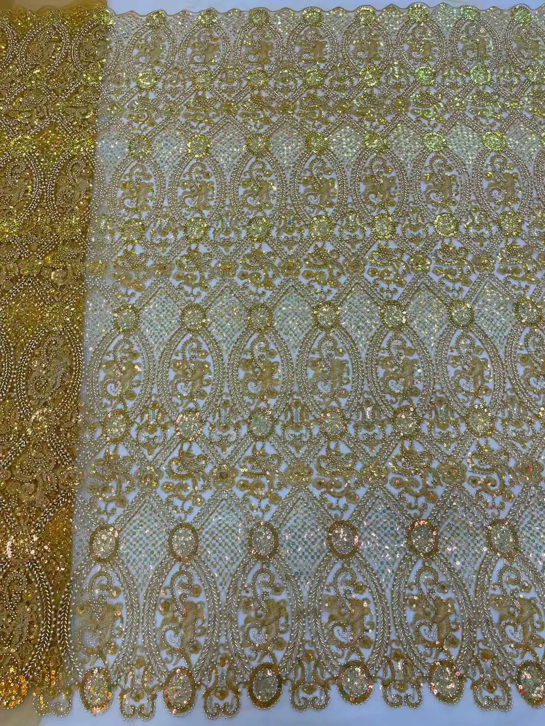 

Luxurious Nigerian Beaded Lace Fabric 2026 High Quality French Embroidery African Sequins Lace Fabric For Wedding Dress Sewing