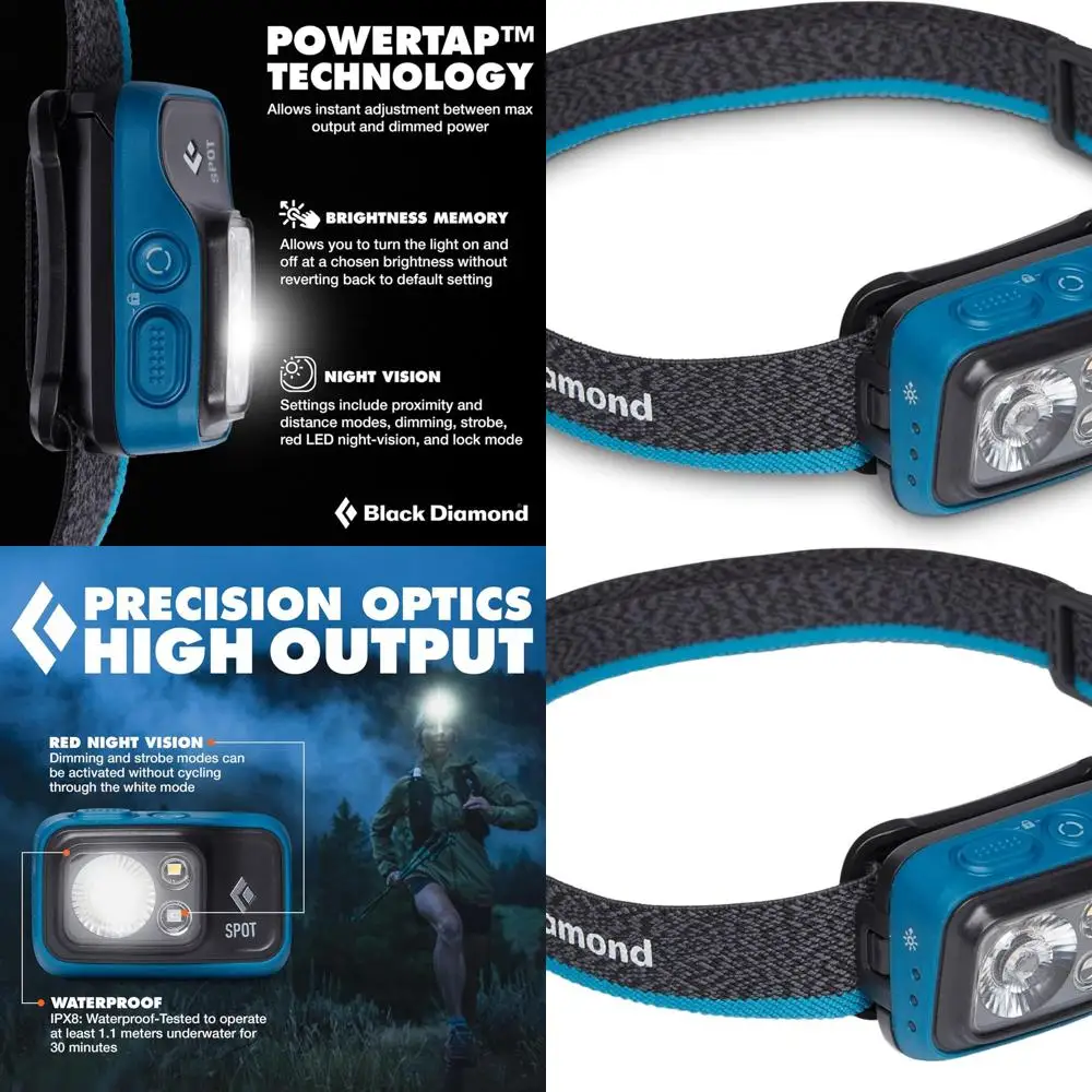 

400 Lumen Dimmable Headlamp, Waterproof & Durable, 3x AAA Batteries Included, Azul