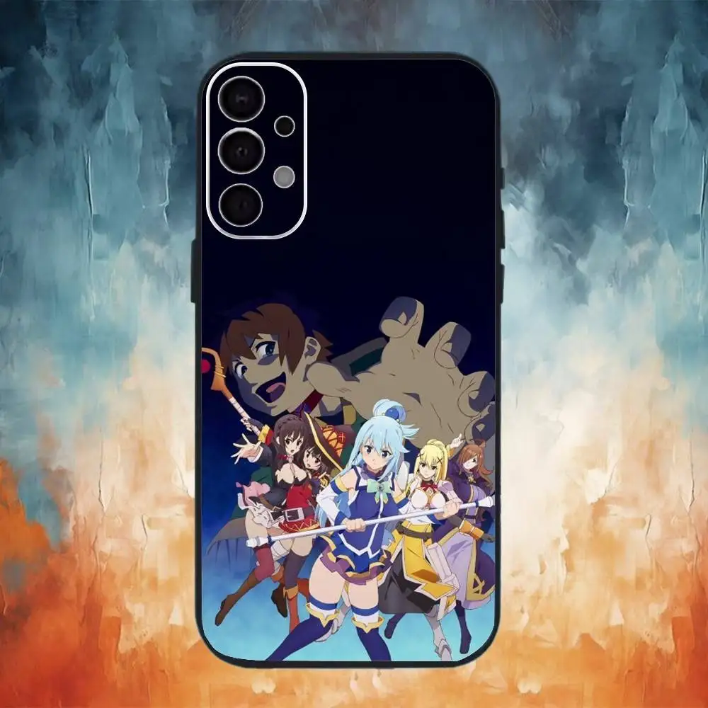 เคสโทรศัพท์ลายอนิเมะ K-KonoSuba สำหรับ Samsung S25,S24,S21,S22,S23,S30,Ultra,S20,Plus,Fe,Note,10,9,5G สีดำ