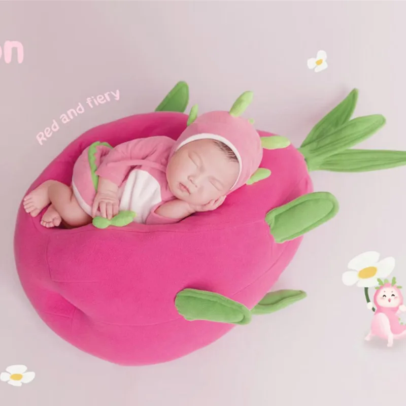 

❤️Newborn Photography Clothing Cute Dragon fruit Hat+Jumpsuit 2Pcs/Set Baby Photo Props Accessories Studio Shoot Clothes Outfits