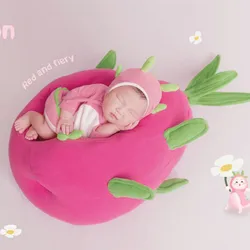 ❤️Newborn Photography Clothing Cute Dragon fruit Hat+Jumpsuit 2Pcs/Set Baby Photo Props Accessories Studio Shoot Clothes Outfits