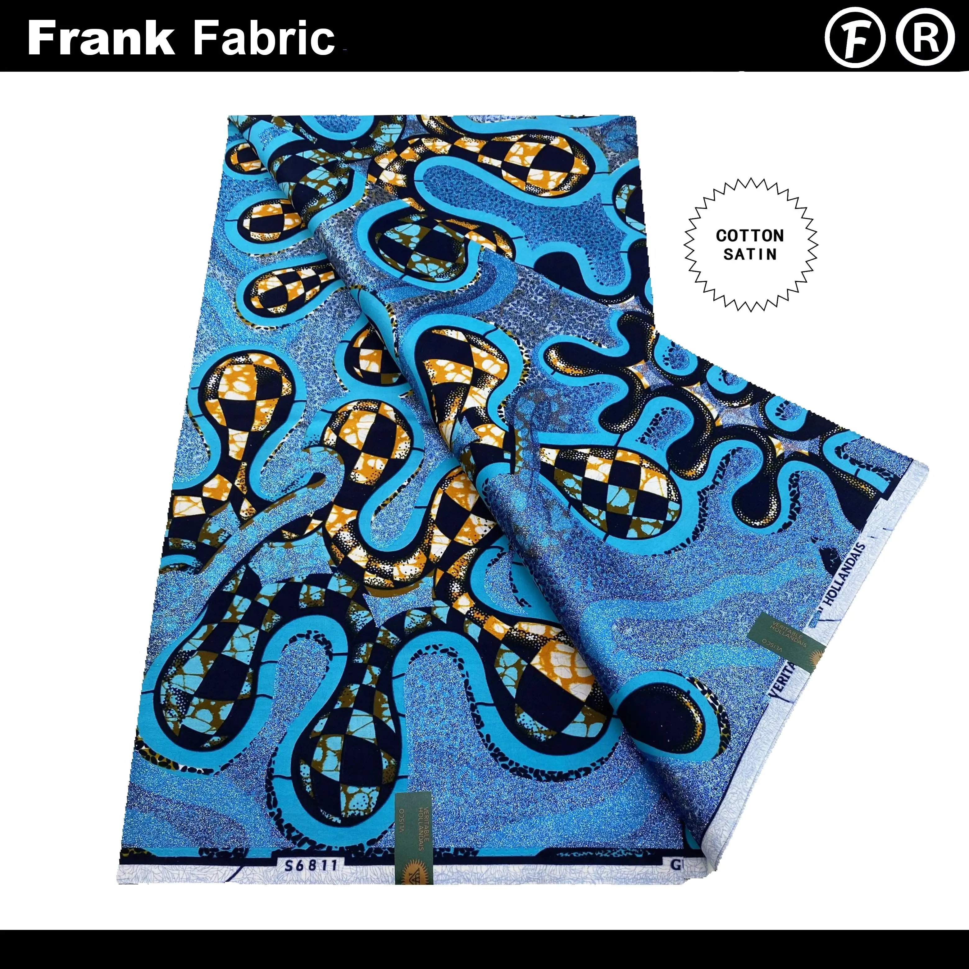 

100%Genuine Grand Super Dutch African Fabric 6 Yards Certified Original Wax Ankara Fabric For Sewing With QR Code VLSG2508.162