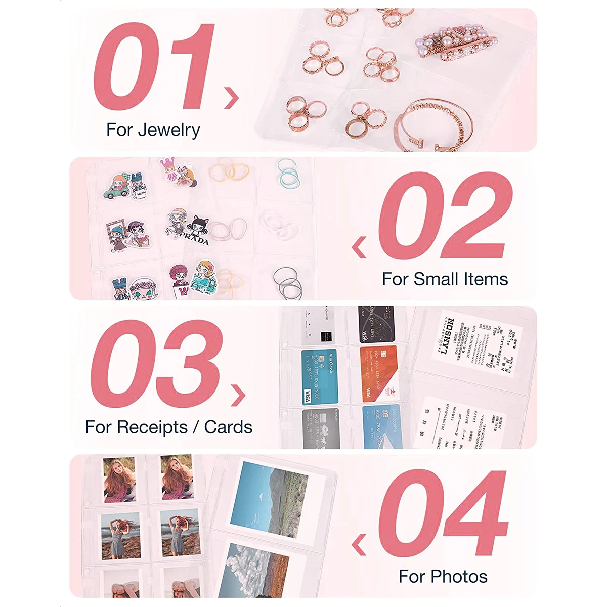 5PCS/1PCS Travel Jewelry Organizer Case Transparent Jewelry Storage Book Binder Bag for Earrings Rings Necklace Bracelet Watch