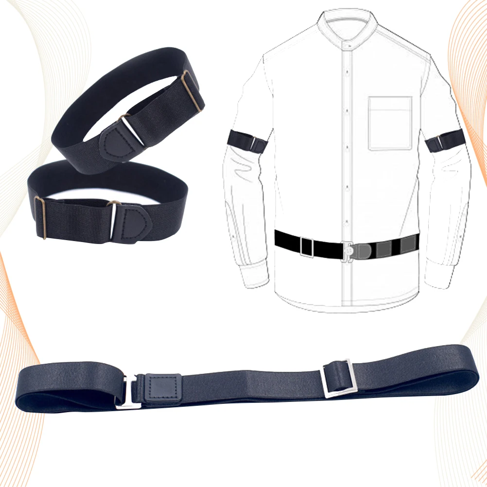 

Unisex Shirt Stay Belt Adjustable Shirt Armband Strong Clip Anti Slip Wrinkle Resistant Comfortable Durable Costume