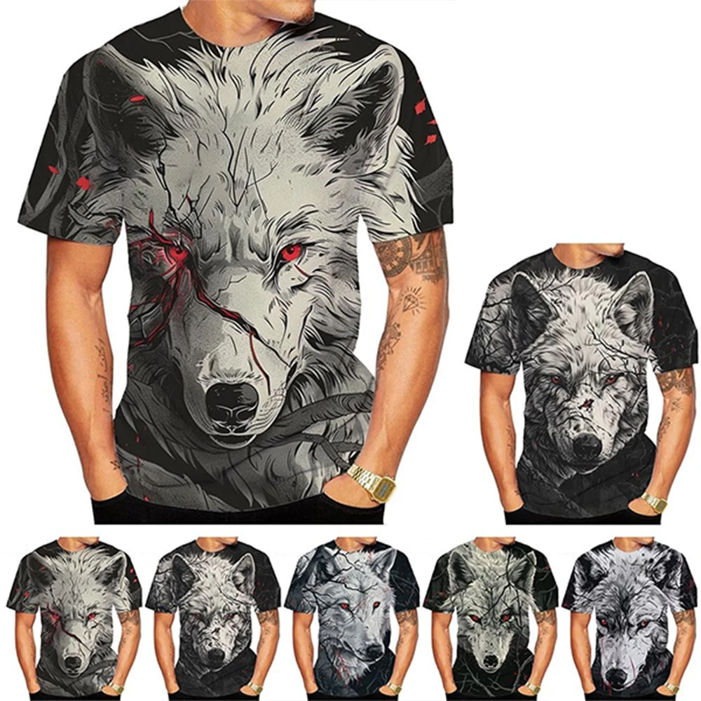 

New Fashion Men's and Women's Round Neck 3D Printed Wolf Pattern T-shirt Street Style Unisex Fashion Top Kids Tees 100-6XL