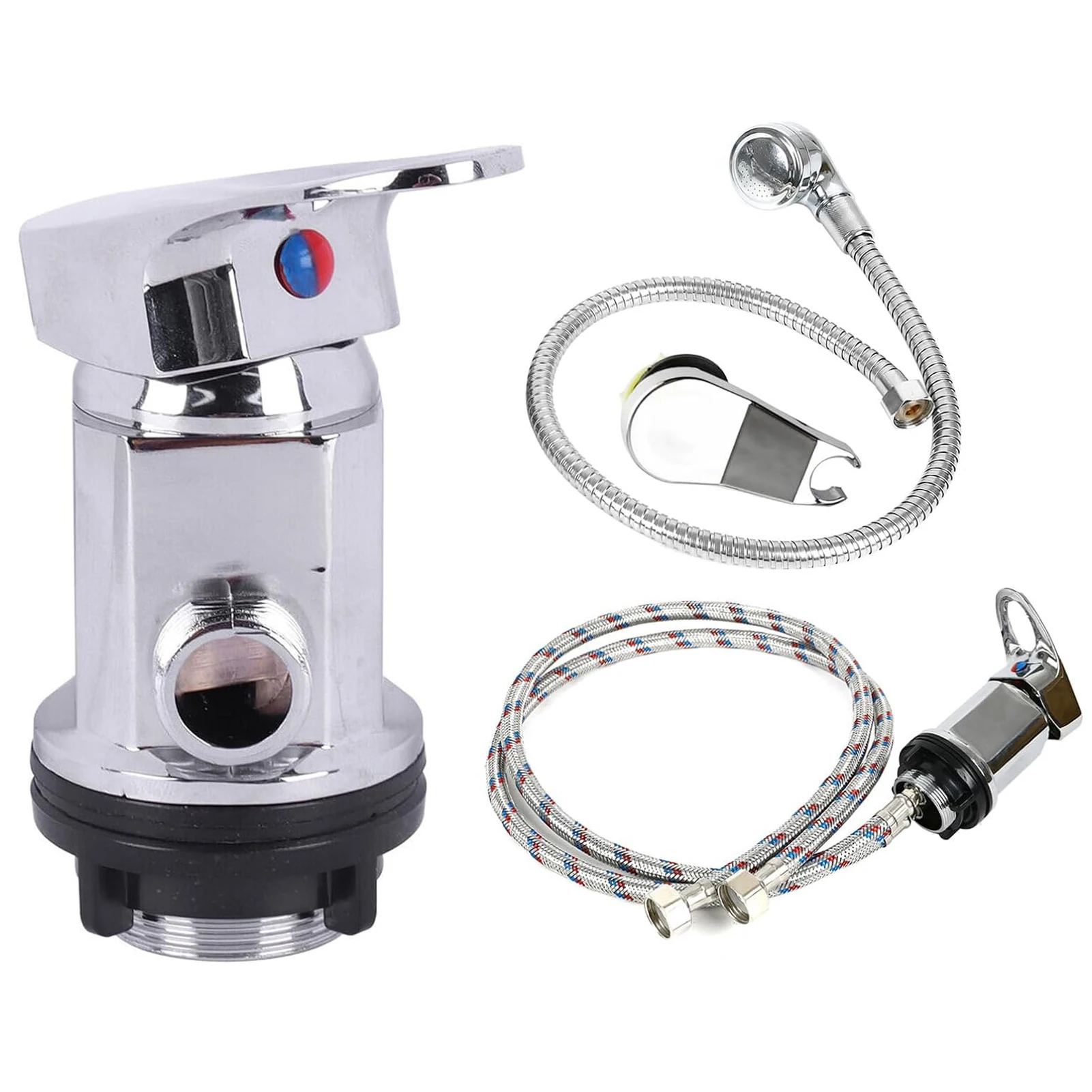 

Zinc Alloy Chrome Effect Brass Body Tap For Universal Barber Store Faucet Hot And Cold Mixing Valve