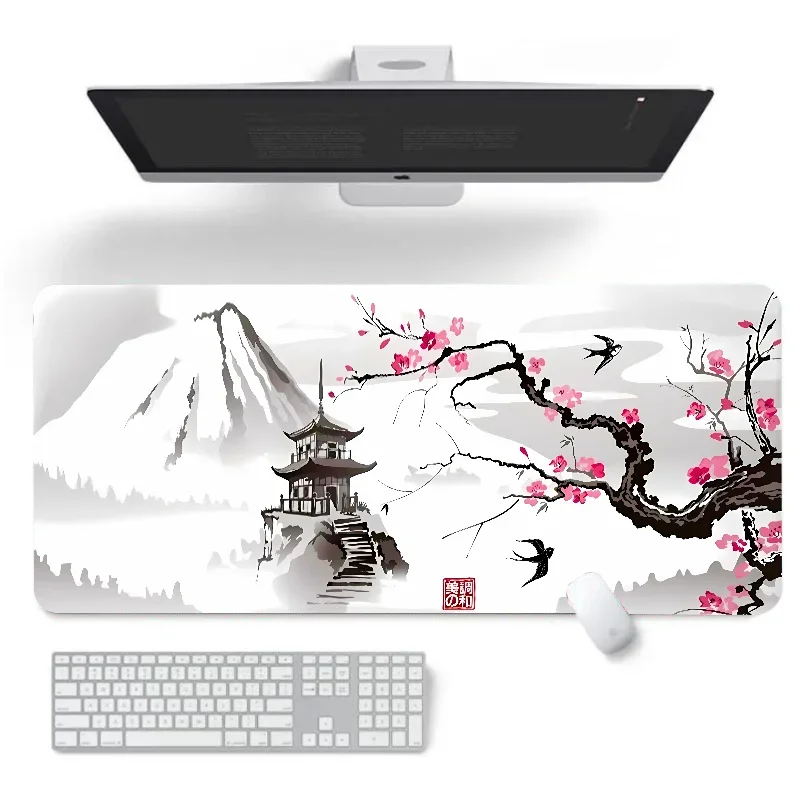 Mouse Pad Gaming Accessories Cherry Blossoms Mousepad Gamer Cabinet Desk Mat Pc Setup Accessories Keyboard Extended Offices XXL image 3