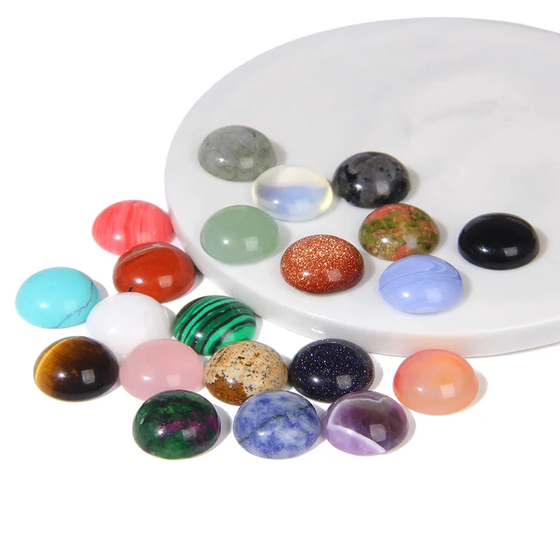 10Pcs/Lot Natural Stone Cabochon Beads 4 6 8 10 12 14mm Smooth Cabochon Cameo Round Bead for Jewelry Making DIY Rings Necklaces