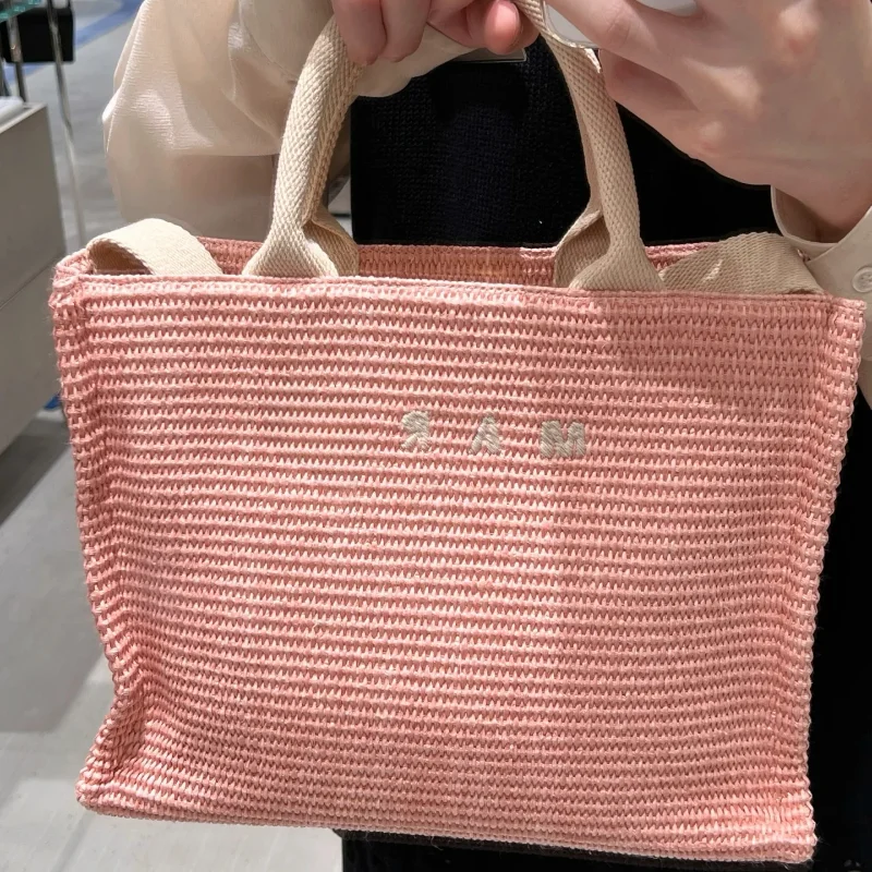 

New Style Weave Tote Bag Large Capacity Single Shoulder Bag Solid Color Straw Commuter Crossbody Bag Lady Travel Beach Handbags