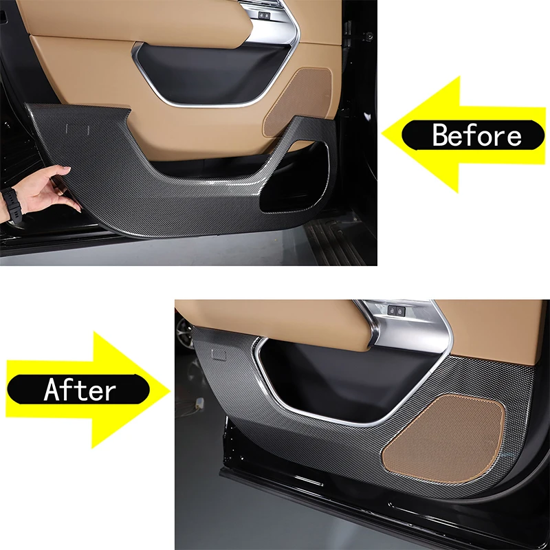 For Range Rover Vogue 2023-2024 Car Door Anti-kick Panel Trim Cover with Horn Net Car Interior Accessories (Extended Version)