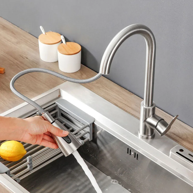pull-out-sprayer-kitchen-faucet-304-stainless-steel-single-lever-mixer-tap-with-bubble-shower-mode-360-rotate-brushed-black