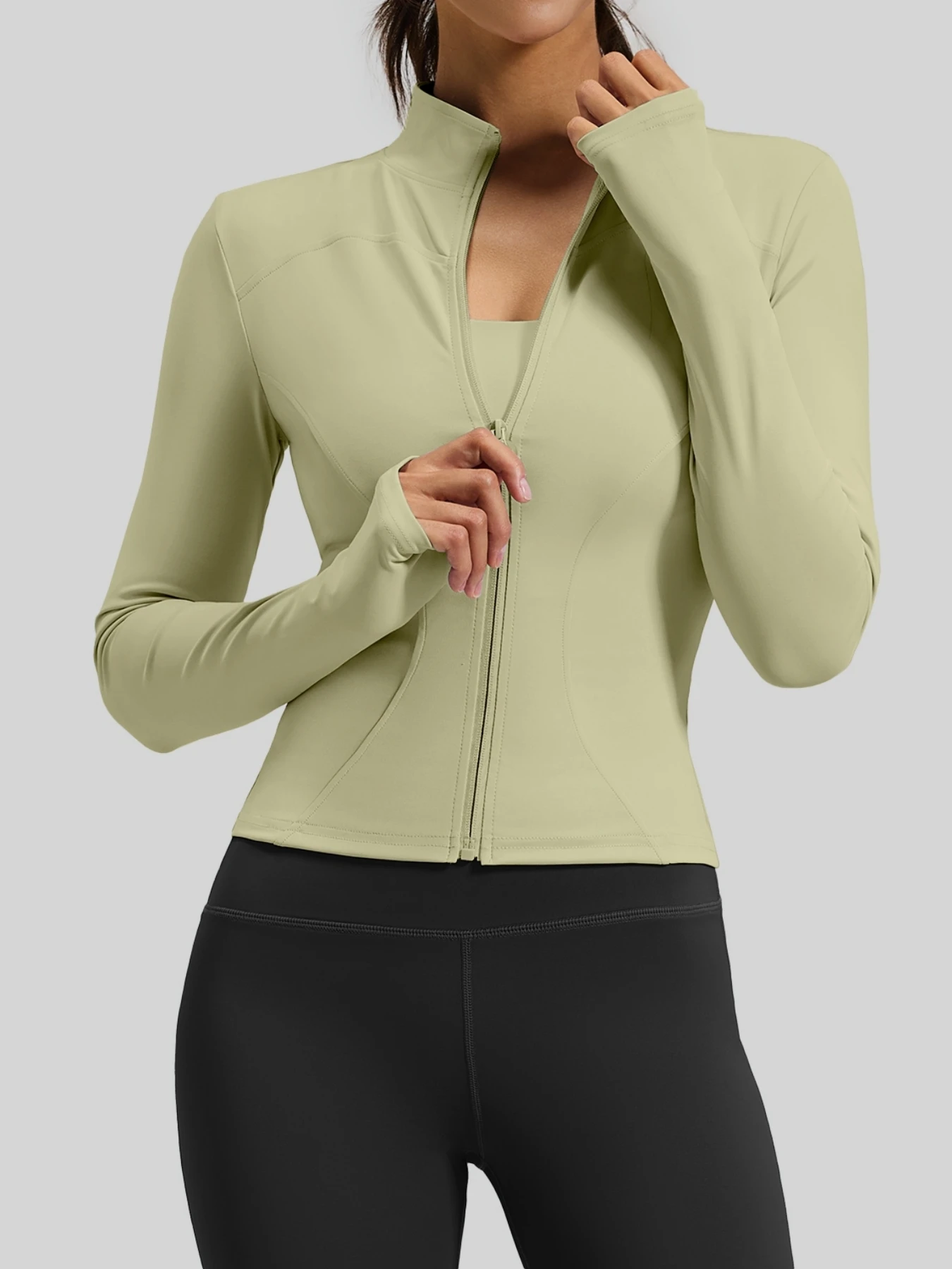 Women's Zip - Up Sports Jacket with Stand - Up Collar, Slim Fit for Workout & Yoga