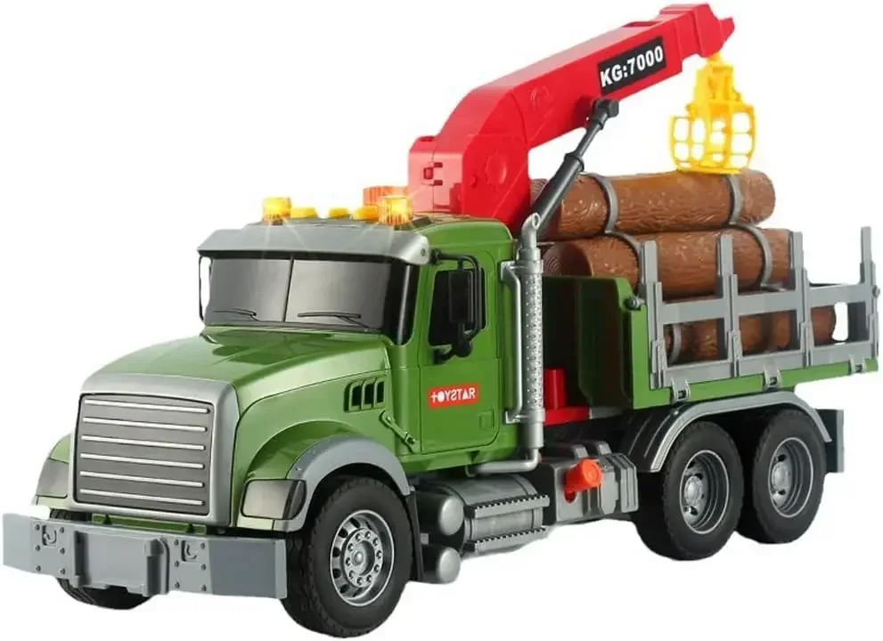 Large Timber Logging Tow Truck Toy,Realistic Logging Transport Vehicle Toy, Farm Construction Trucks for Boys Kids Christmas