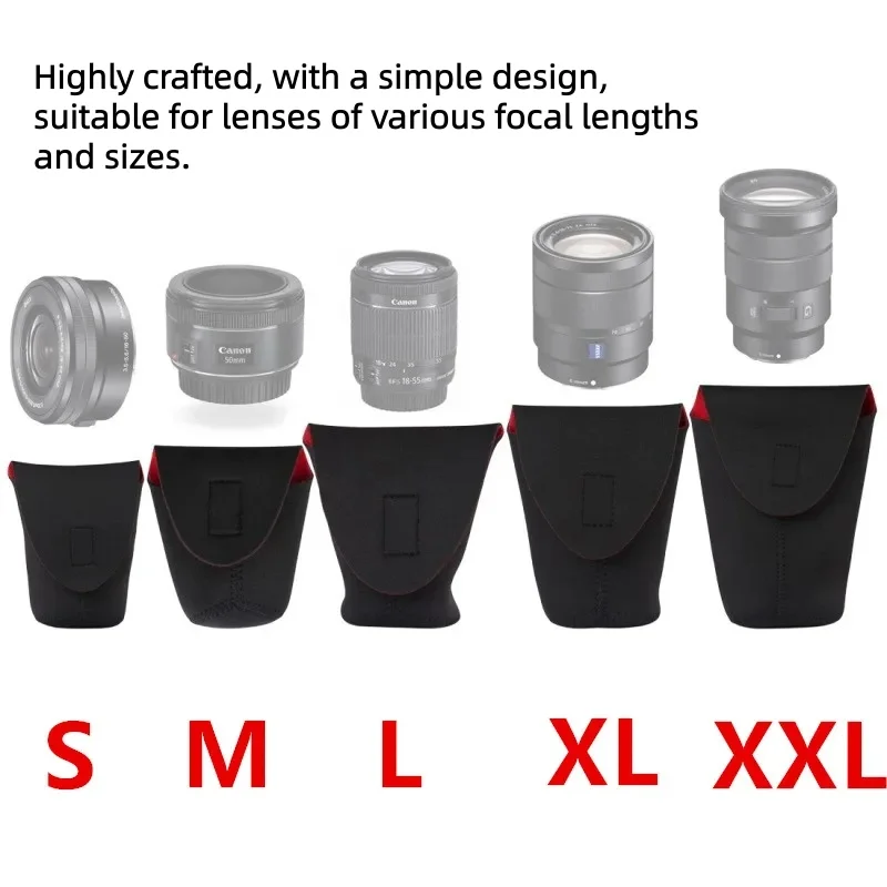 RF11-D Objektivtasche Weiche Neopren Wasserdichte DSLR-Objektivabdeckung Aufbewahrungstasche S M L XL XXL Nylon für Canon Nikon Sony Pentax DSLR-Kamera – Detail 2