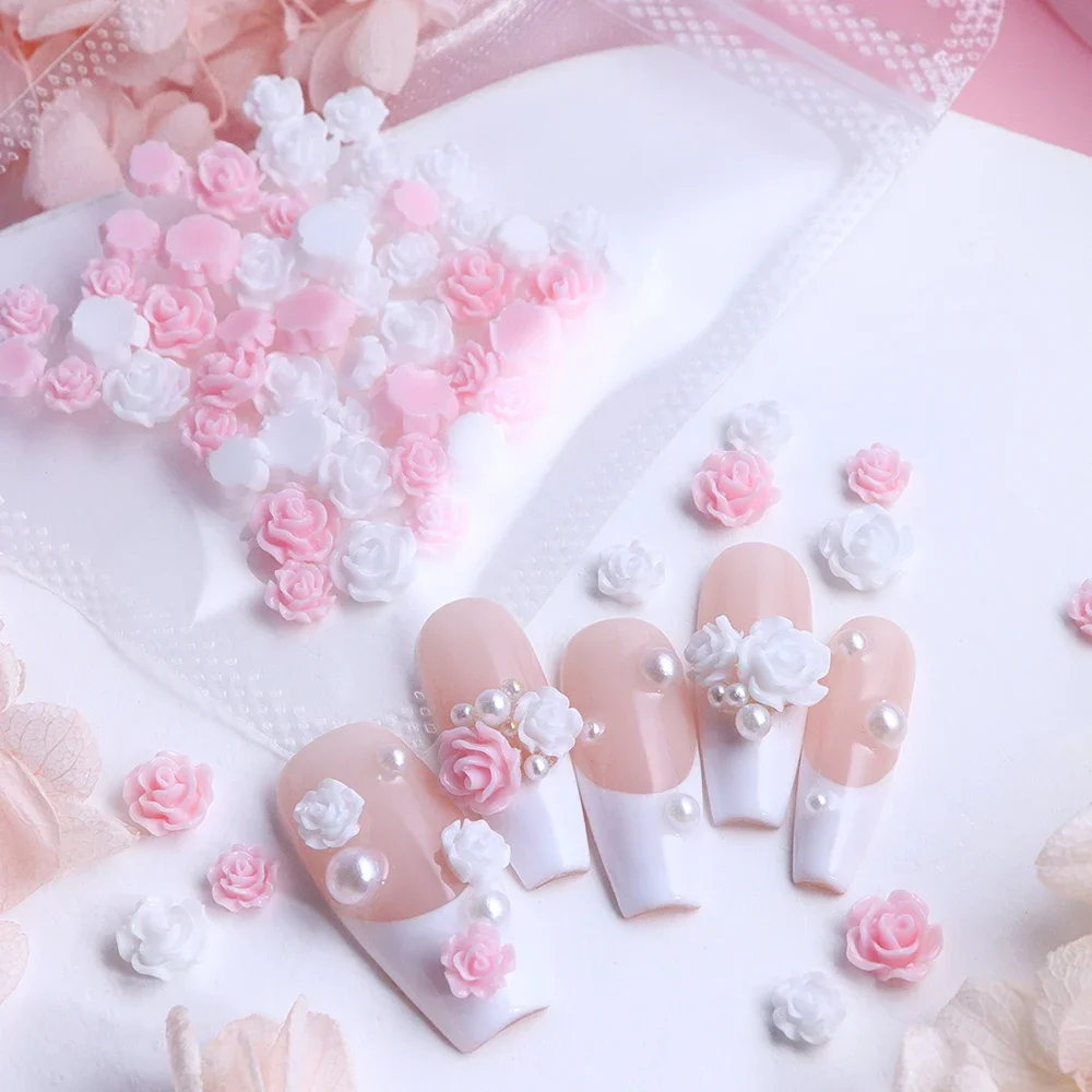 

50pcs Pink Purple Camellia Nail Decoration Japanese Korean Nail Art Charm Romantic Spring Flowers Manicure Resin DIY Accessories