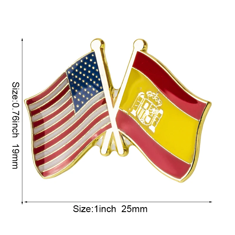 1-3-5-10-50-100pcs U.S.A Spain Badge Brooch Natinal Lapel Pins Flag Lapel Pins Country Flag Badge