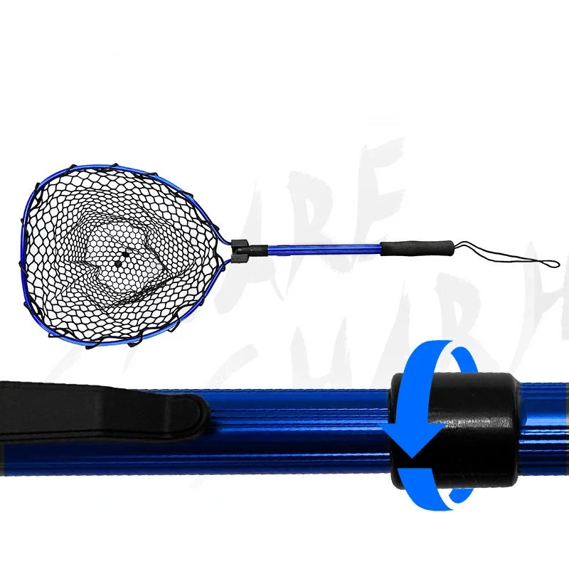 Aluminum Alloy Fish Landing Net Fishing Net with Anti-Slip Telescoping Rubber Pole Handle Extend For Kids Grown-ups Men Women - view 2