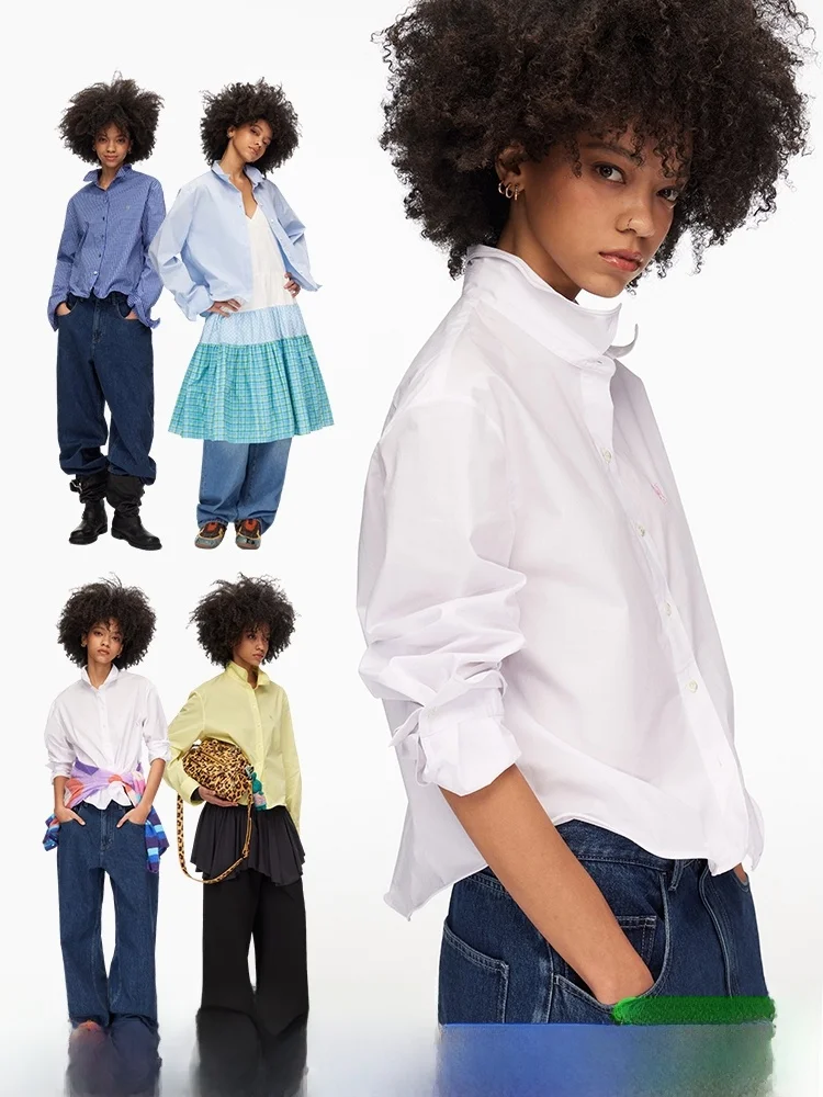 

DNT Korean Fire Lin Yujie Women's Loose Long Sleeve Embroidered Shirt Aluminum Wire Styling Breathable Casual Style Spring 2026