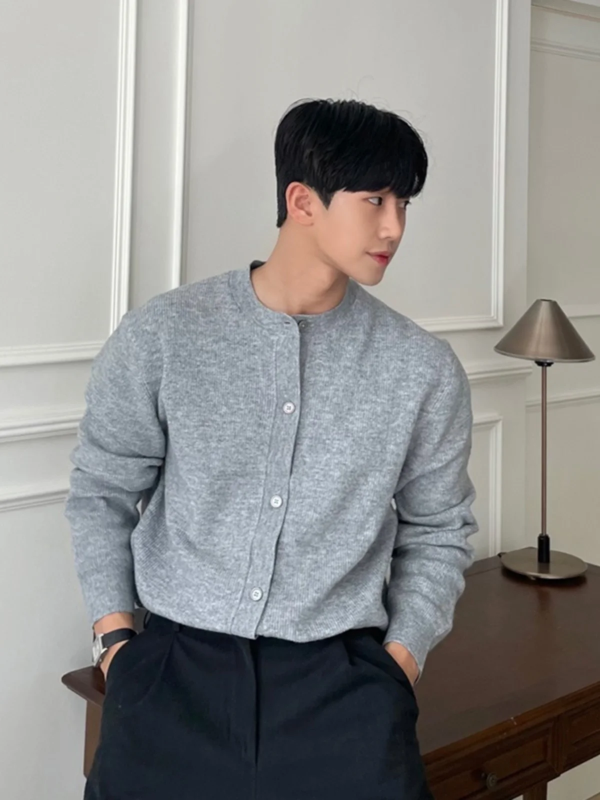 

Мужской вязаный свитер, пальто Lazy Sle round Ne Long Sve Pure Color, внутренняя одежда Base irt, осенне-зимний модный повседневный топ