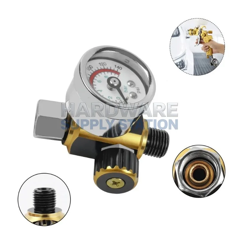 

Регулятор давления G1/4 с манометром + точный и стабильный контроль давления, герметичный + специальный аксессуар для краскопульта и пневматического пистолета