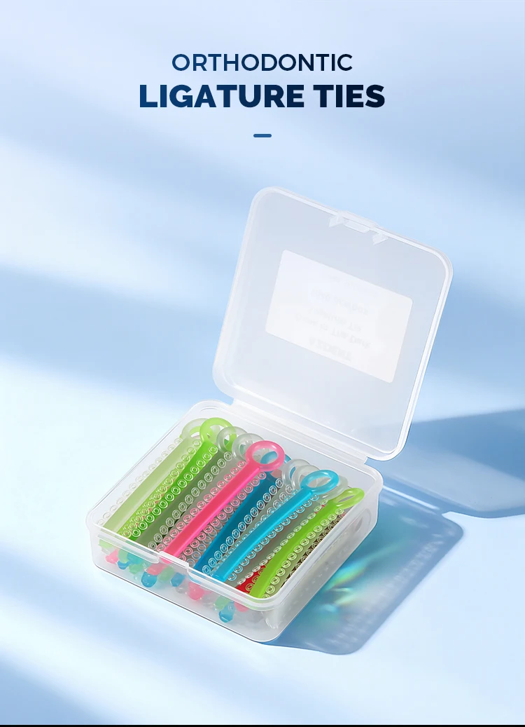 AZDENT Kieferorthopädische Ligaturbinder, leuchtend, 1040 Stück/Packung, zahnärztliche Gummibänder, Gummimaterial, leuchtet im Dunkeln, gemischte Farben – Detail 1