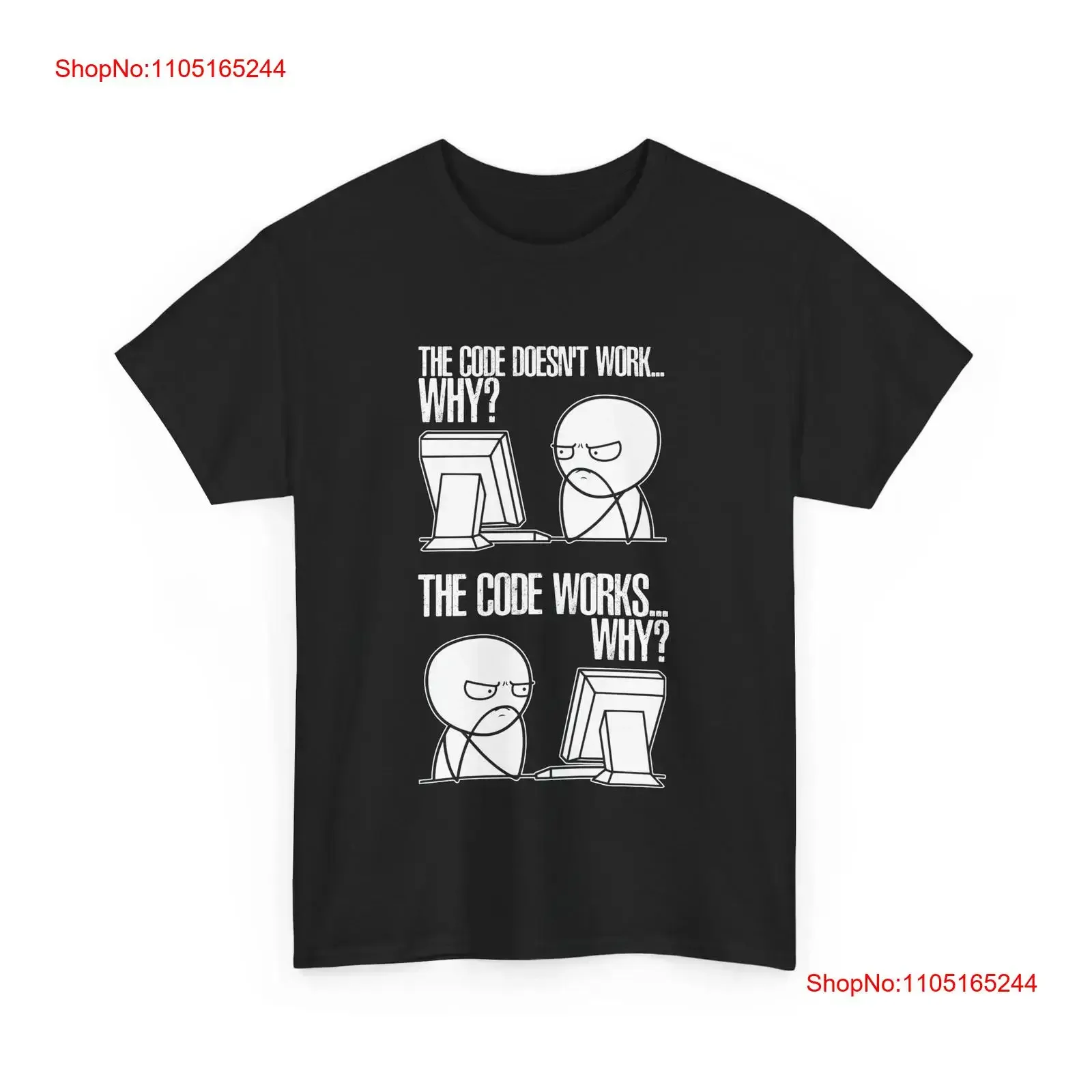 تي شيرت مبرمج لعشاق البرمجة الرمز لا يعمل مضحك عتيق مغسول متعدد الاستخدامات أنيق ناعم للجنسين #1