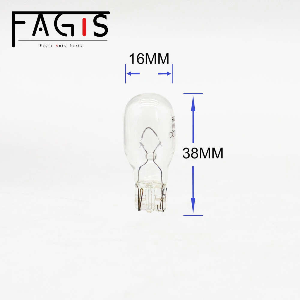 Fagis-luz blanca cálida para Interior de coche, bombillas halógenas para instrumentos, 10 piezas, W16W, T15, 12V, 16W