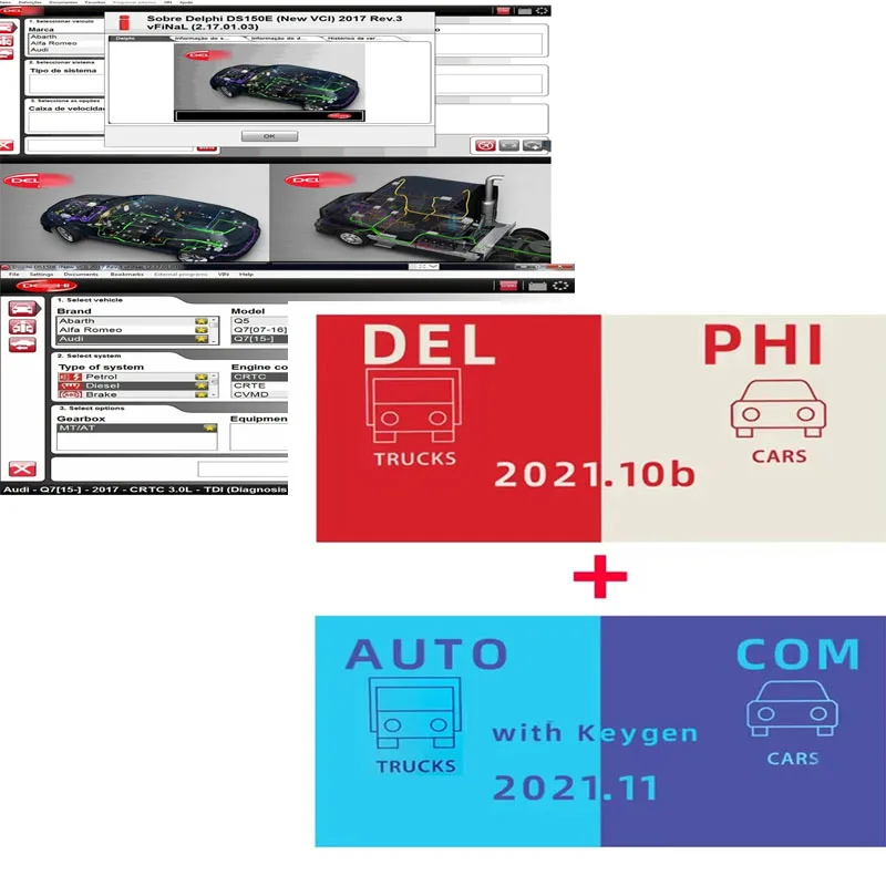 

Auto+com 2021.11 + Delphis 2021.10b with Keygen Delphis 2017 R3 VD Ds Tcs 150 Car Diagnostic tool Compatible with Bluetooth