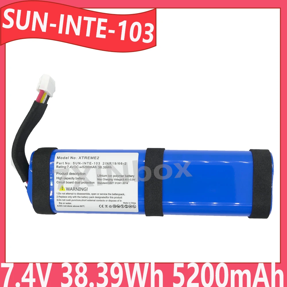 

Brand New SUN-INTE-103 5200mAh 7.4V 38.39Wh Battery For JBL Xtreme 2 Wireless Bluetooth Speaker Batteriea 2INR19/66-2