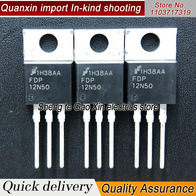 5PCS-10PCS  FDP12N50 12N50  N MOS TO-220 500V 11.5A Imported  Original  Best Quality