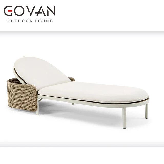 

Modern Simplicity Hotel Pool Aluminum with Rattan Chaise Lounge Chair Beach Outdoor Sunbed