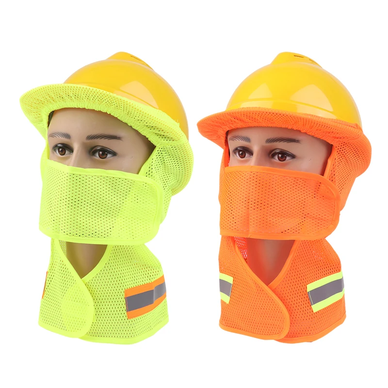 

Summer Sun Shade Safety Hard Hat Face Neck Shield Helmet Reflective Stripe Hard Hat Sun Hat Visor For Outdoor Worker Use Tools