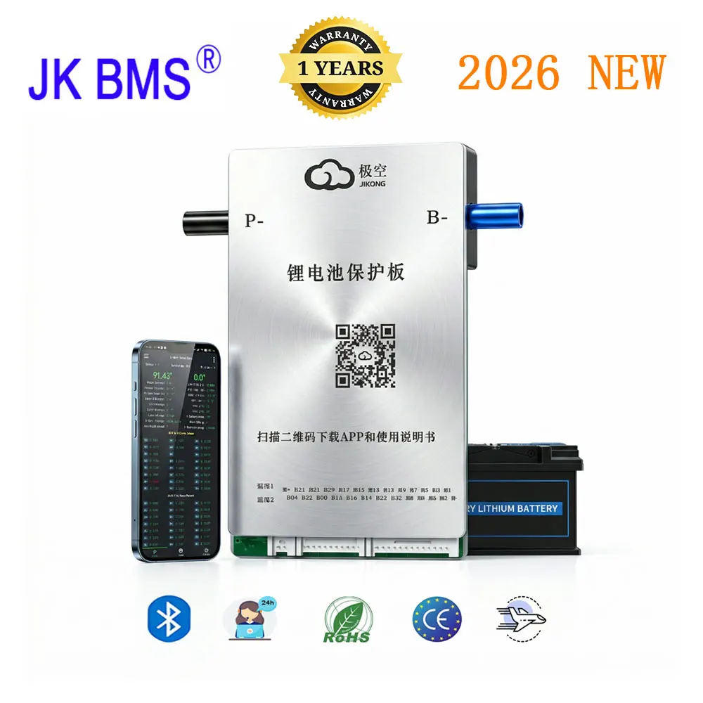

Jikong BD4A20S4P Smart BMS 8S 16S 20S 12V 24V 48V 72V 40A Active Balancer Bluetooth Lifepo4 Li-ion LTO Battery for Ebike Solar