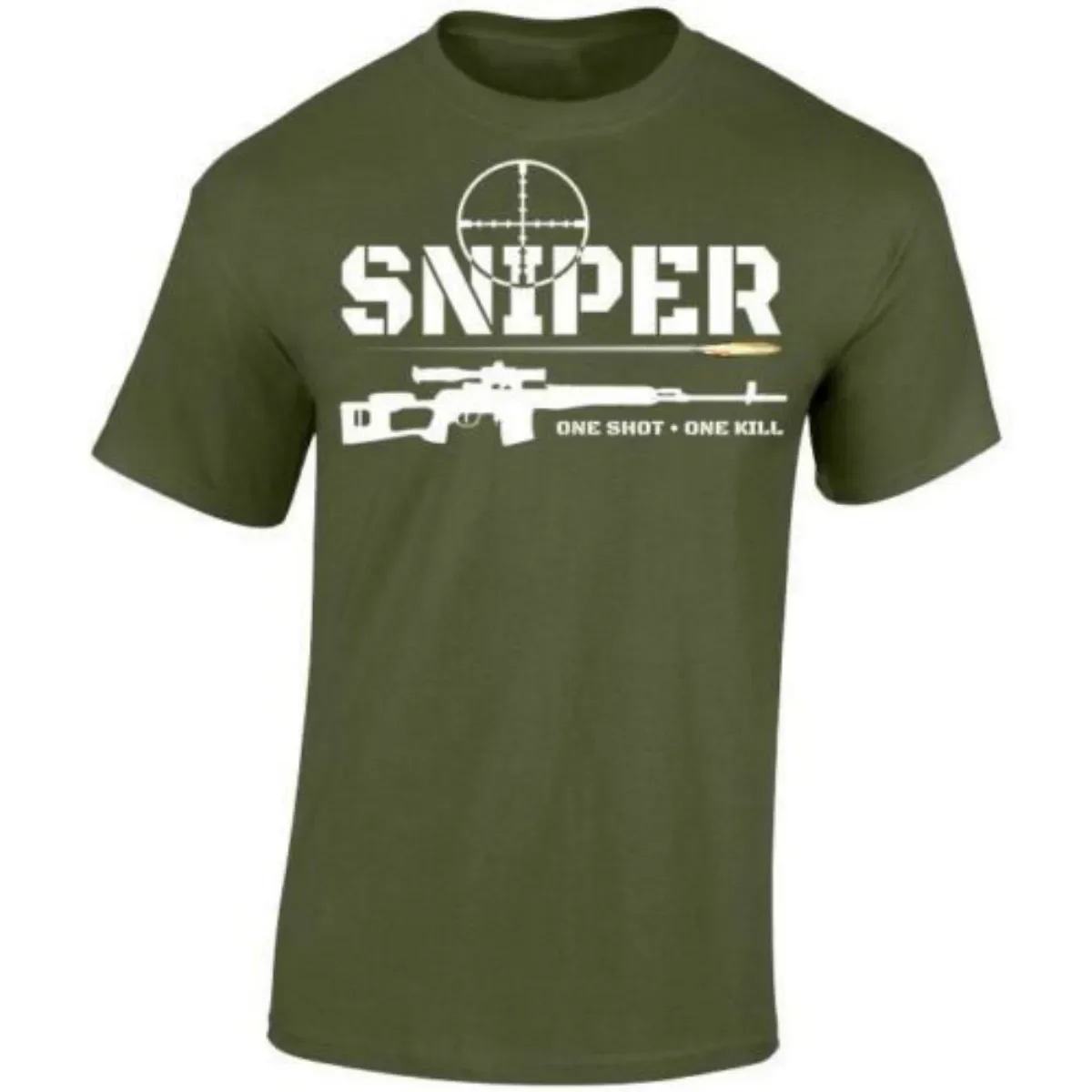 

Unique Design Sniper One Shot One Kill T-Shirt. Summer Cotton Short Sleeve O-Neck Mens T Shirt New S-3XL