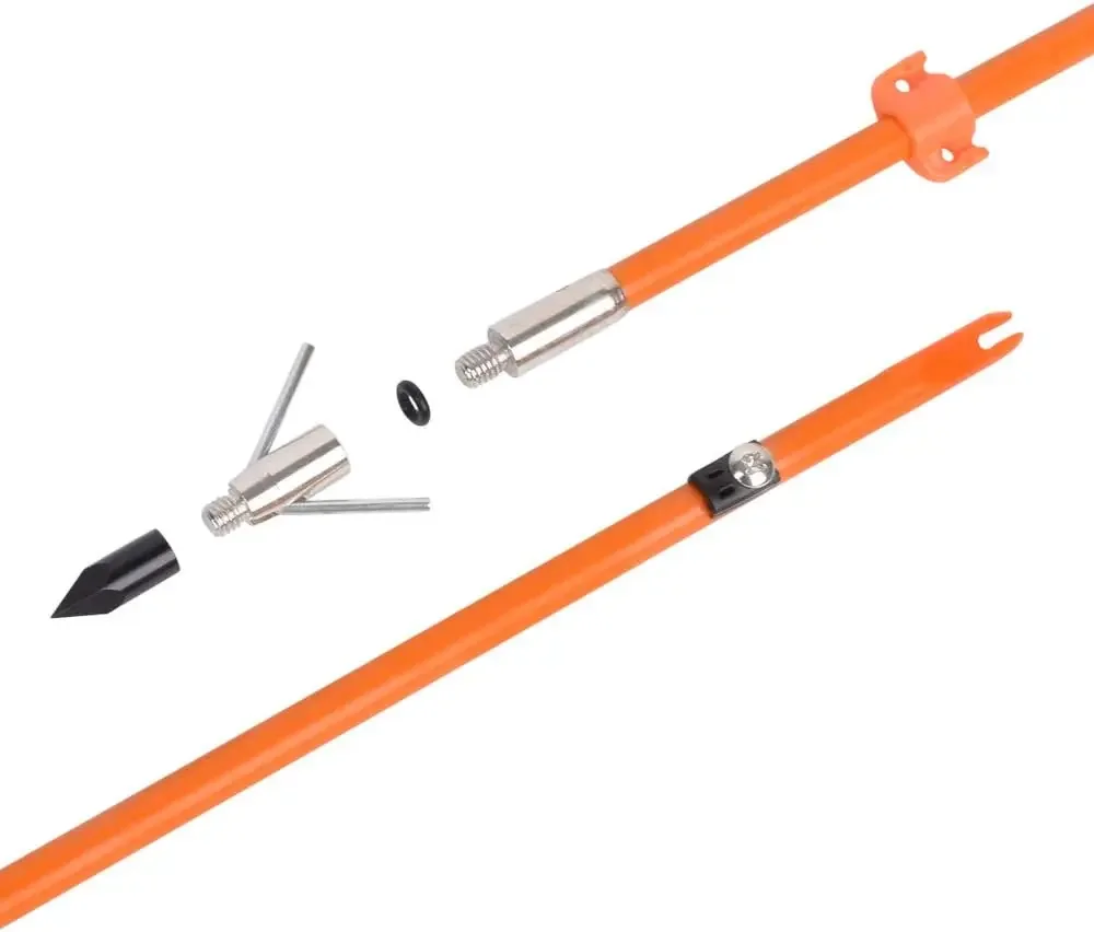 Elong Bow Fishing 32 Inch 5/16" Hunting Arrows Archery Fiberglass Arrows with Safety Slides Broadheads view 5