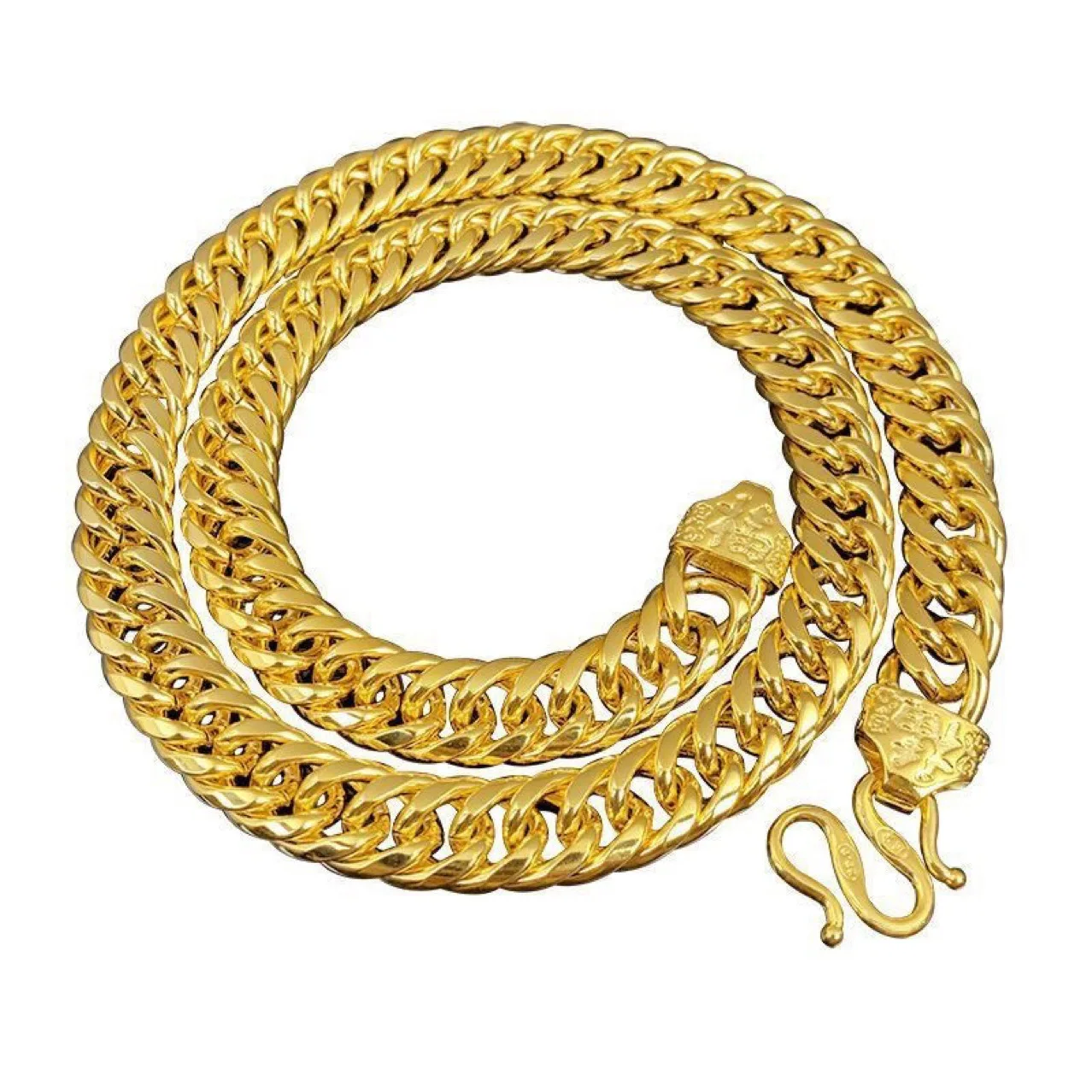 Ожерелье с двойной головой дракона, 24-каратное золото AU999 для мужчин — толстая цепочка, тяжелое золото, двойное удача, качественный аксессуар для состояния