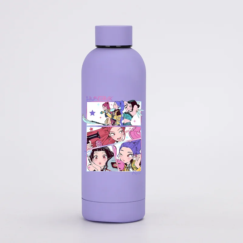 K pop demon hunters garrafas de água kawaii dos desenhos animados garrafa térmica crianças esportes copo isolado de aço inoxidável presente aniversário das crianças