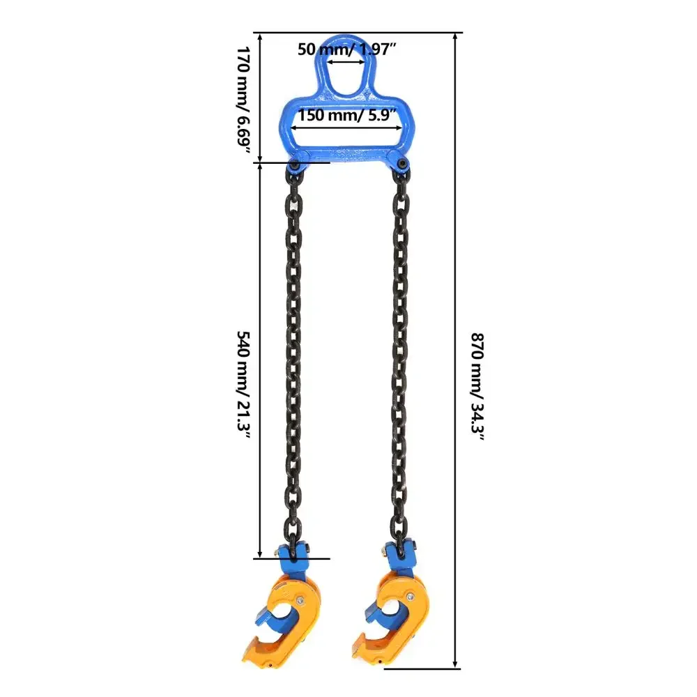 Upgrade Lifting Chain Sling Clamps for Engine Hoist Lift 2000 lbs Capacity Carbon steel Chain Suitable for Plastic Metal Drums