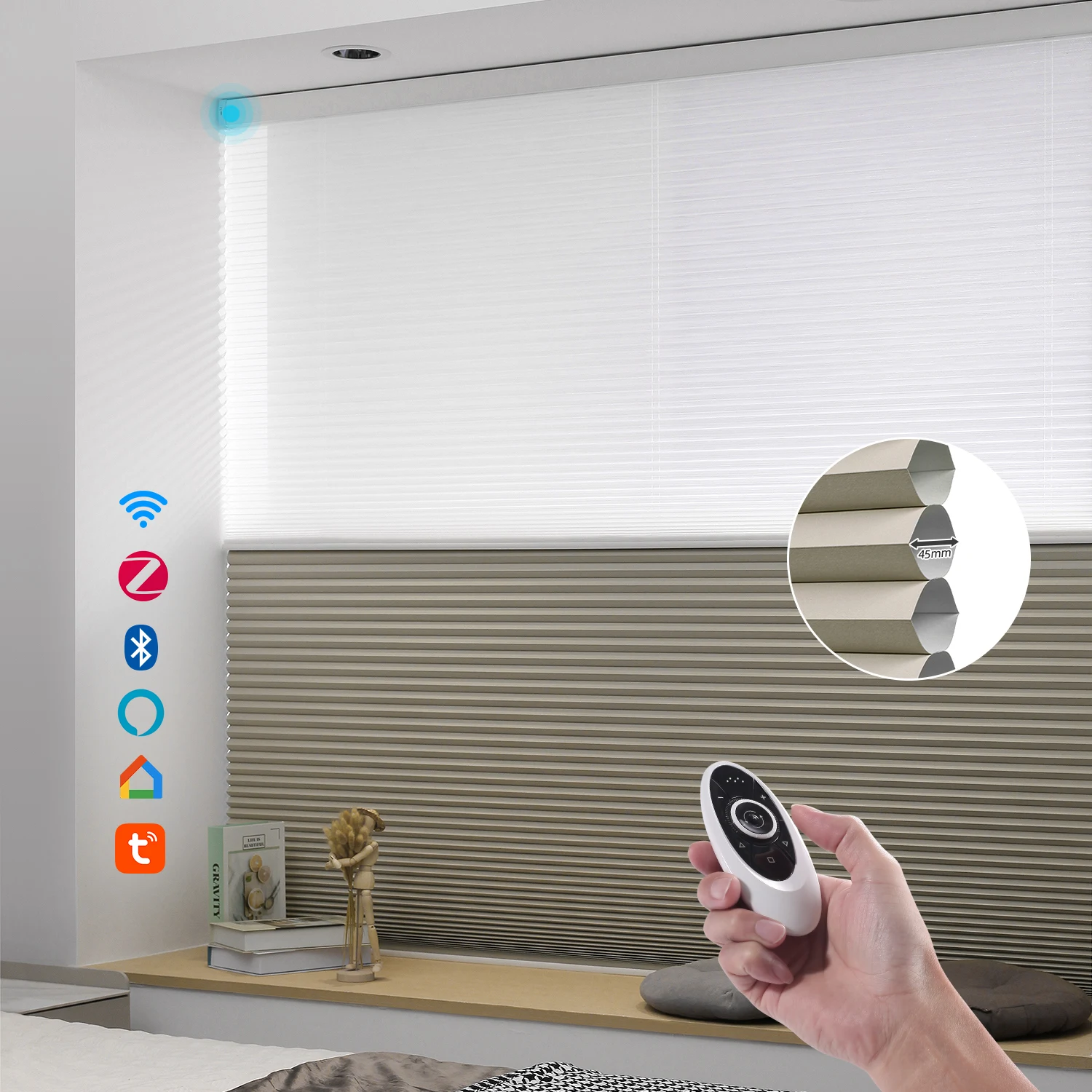 Hot Waterproof Dual Day&night Honeycomb Blinds Smart Roller Blinds Day and Night Cellular Shades Window Cellular Blinds Fabric
