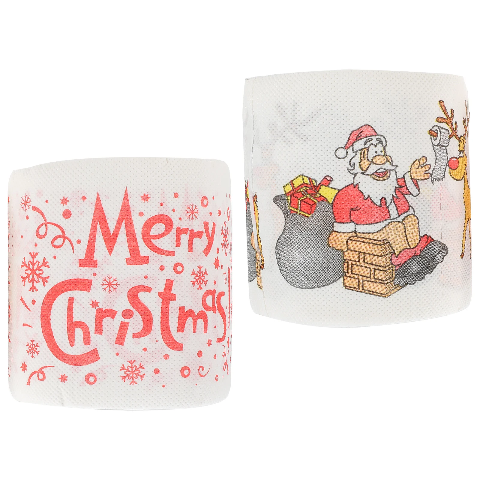 

2 Roll Stylish Toilet Roll Paper Christmas Santa Printing Roll Paper Colored Printed Christmas Bath Tissue Random Style