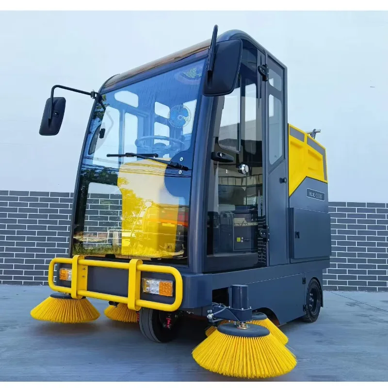 Professional Electric Walk-Behind Self-Propelled Road Cleaning Sweeper Full Automatic Dust Suction Sprinkling 42 Gal Hopper