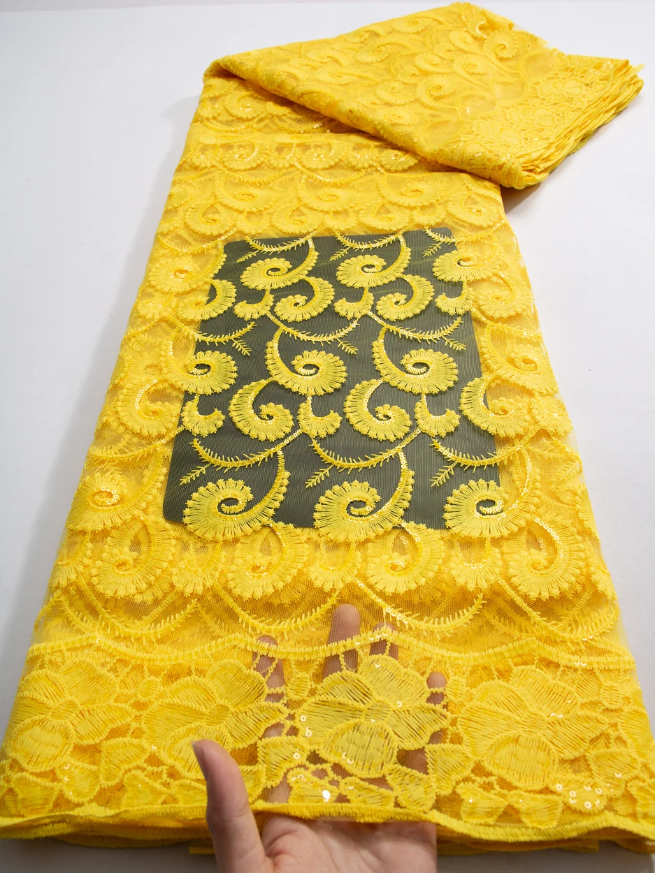 

Kalume Mesh Fabric Sequins 2024 Nigerian Tulle Lace Fabric African Lace Fabric High Quality For Women Party Dress F3790