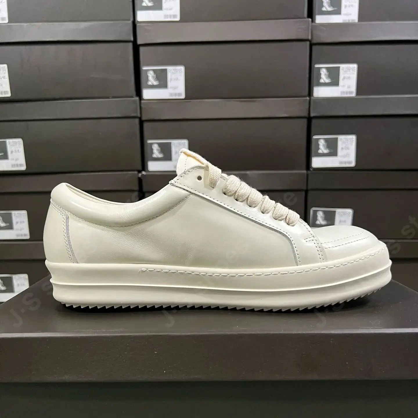 Ricks-Chaussures basses en cuir blanc pour homme et femme, baskets plates en cuir de vachette, design décontracté