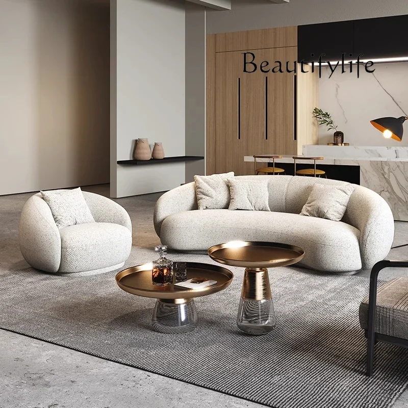 

Fabric sofa modern light luxury small apartment Japanese sofa minimalist arc