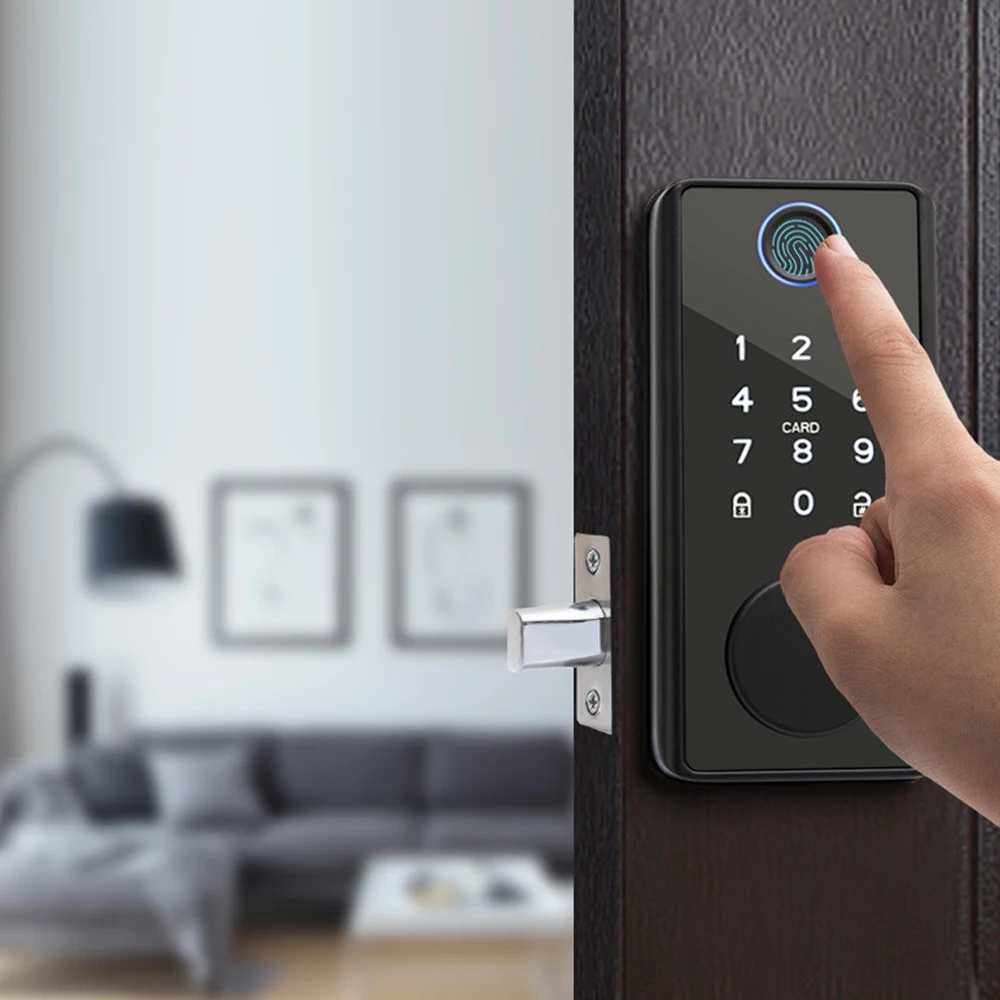 Support Tuya App Remote Control Door Lock Deadbolt With Keys Fingerprint Lock electronics Digital Indoor House Electronic Lock view 2