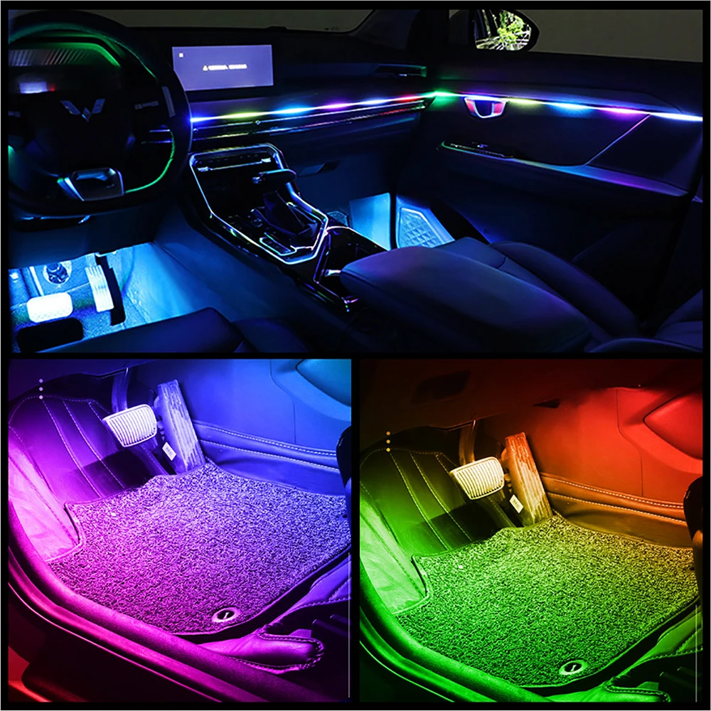 Sterowanie aplikacją USB do oświetlenia ambientowego w samochodach Tesla Model, taśma LED akrylowa RGB Symphony Atmosphere Lamp o długości 110/140 cm.